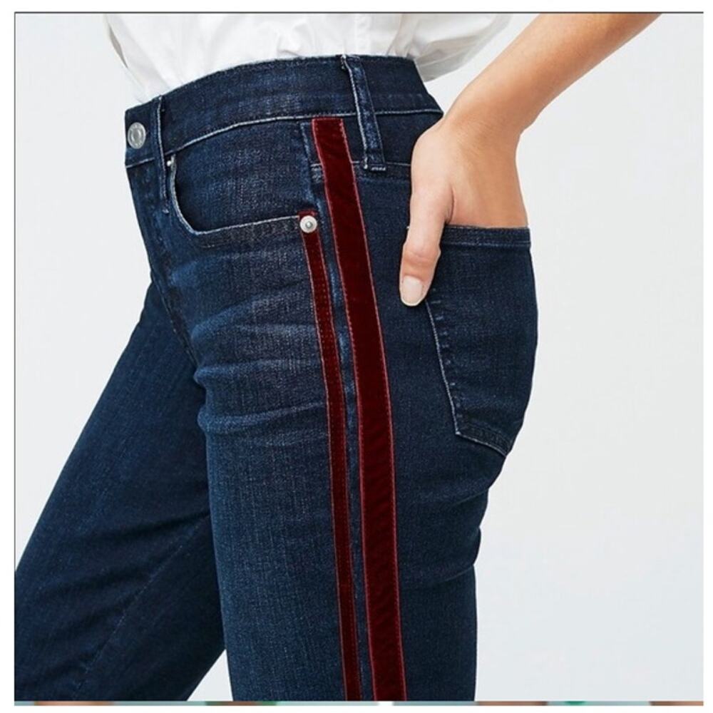 J. Crew Womens Vintage Straight Leg Mid Rise Jeans Size 27 Tuxedo Stripe Denim